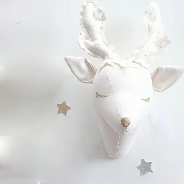 Nordic Plush Toys Animal Head Wall Mounts Decor 3D Deer Head Wall Hanging Art Kids Room Wall Decoration Birthday Xmas Toys Gift