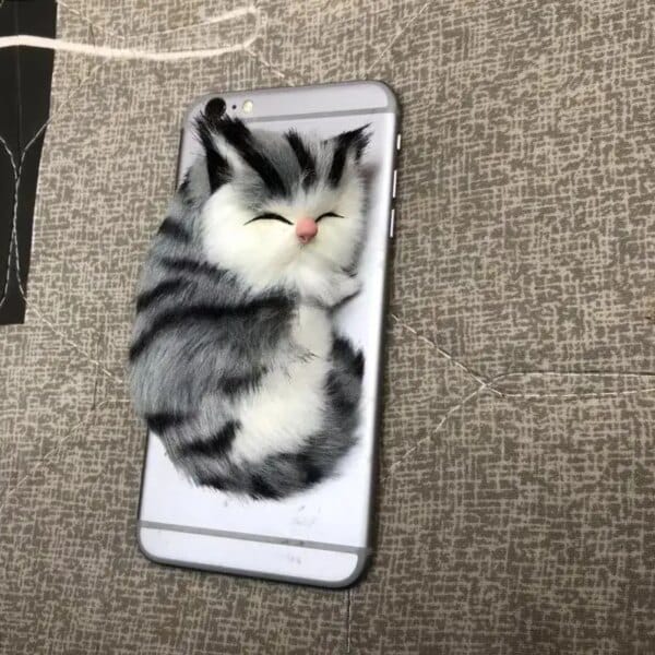 Simulation Fur Sleeping Cats Plush Toys Dolls Stuffed Phone Cat Pet Soft Anime Decor Collection Toys For Adults Kids