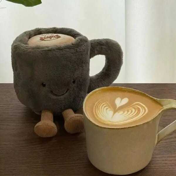 New 10cm Furry Plush Toys Soothing Sleep Soft Jelly Cat Coffee Cup Kawaii Stuffed Toys