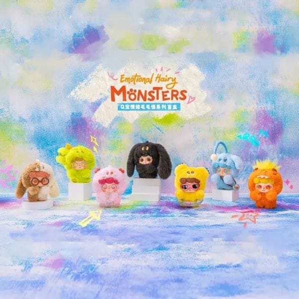 Genuine Q.Kid Emotional Hairy Monsters Series Blind Box Cute Vinyl Plush Doll Decorative Pendant Children Toy Mystery Box Gift