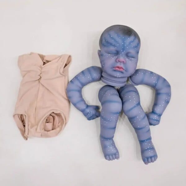 19inch Reborn Doll Kit Loulou Avatar in Blue Skin Already Painted Unfinished Doll Parts DIY Baby Doll Kit Many Detailed Veins