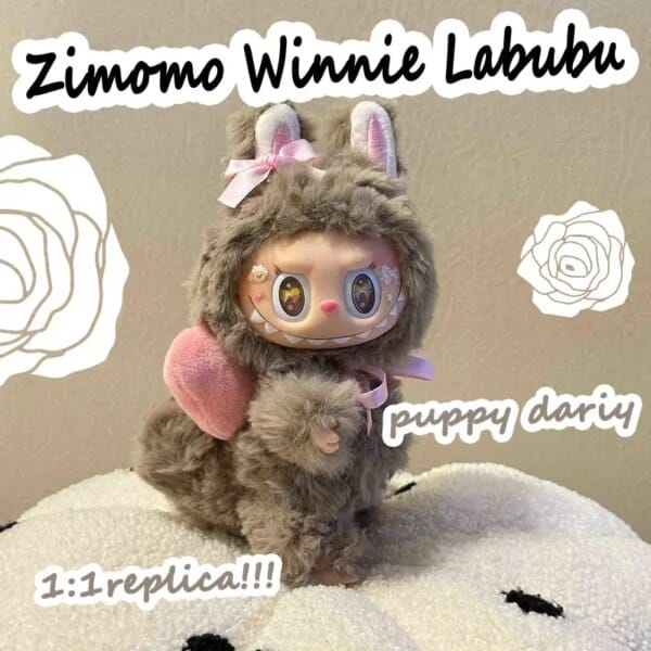 Zimomo Winnie Labubu 1:1replica Creative Doll Keychain Pink Vinyl Doll Pendant Model Toys Blind Box Bag Decor Collection Gifts