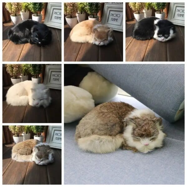 Realistic Simulation Cat Toy Mini Fur Animal Plush Cat Toy Miniatures Figurines Simulation Cat Doll Children