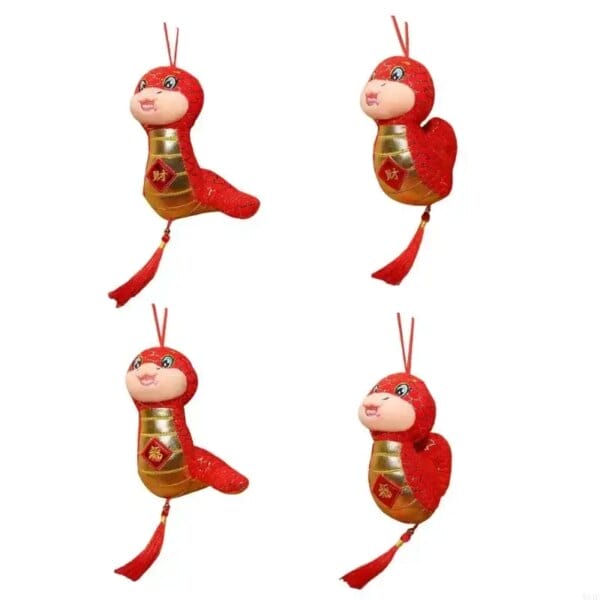 W3JF Snake Year Good Luck Charm Hanging Decoration Plush Snake Mascots Toy For Home Car Decors And Zodiacal Enthusiasts All Age