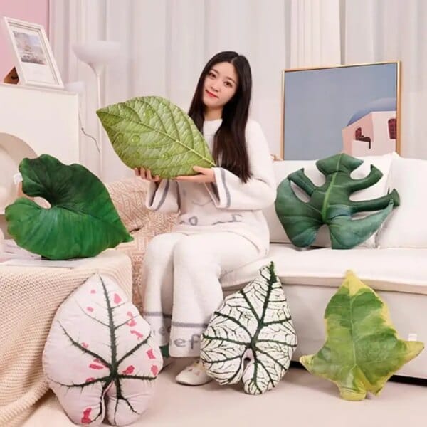 INS Nordic Style Green Leaves Plush Pillow Toy Cute Plantain Leaf Shape Throw Pillow Cushion Soft Girls Toys Home Decor