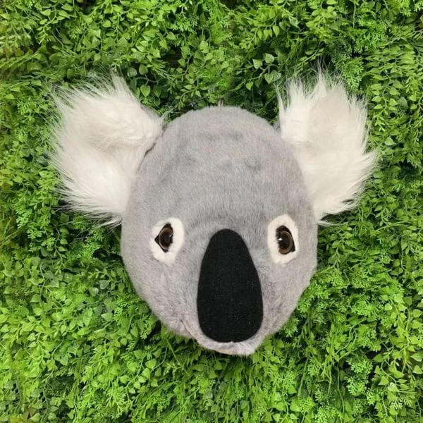 Unisex Koala Bear Plush Toys Soft Animal Head Wall Decor Long Plush Fleece Cotton Fabric Fur Materials with PP Cotton Filling
