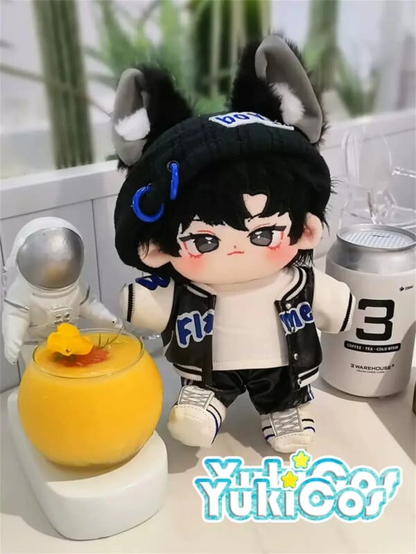 No attributes Wolf Black Hair Animal Beast Ears Cute Stuffed Plushie Plush 20cm Doll Body Toy Langzai LB