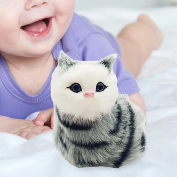 Sitting Meowing Tail Wagging Model Electric Plush Toy Cat Interactive Pet Kitty for Holiday Classroom Boys Girls Kids Toddlers