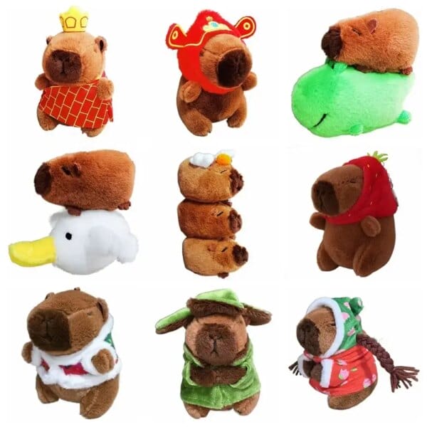 Plush Capybara Keychain Stuffed Animals Cartoon Capybara Toy Simulation Capybara Pendant Multicolor Accessories