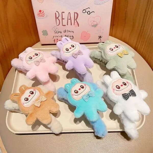 New Cute Labubu Cartoon Hairpin Female Kawaii Anime Peripheral Sweet Plush Grabber Shark Clip Accessorie Toy for Girlfriend Gift