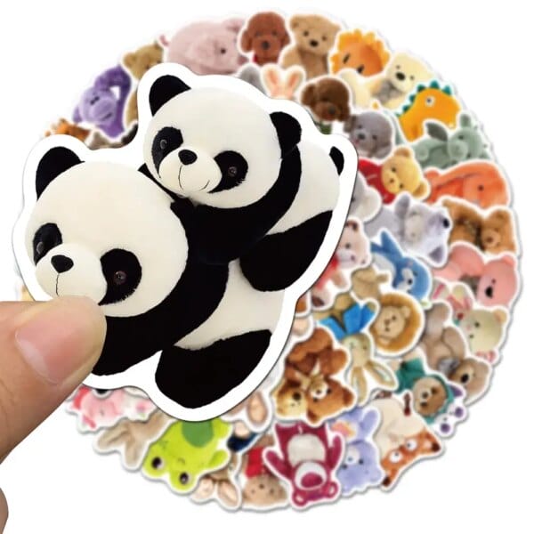 10/30/50PCS Cute Plush Toy Stickers Cartoon Animal Graffiti Decorative Water Cup Scrapbooking Phone Case Waterproof Decal