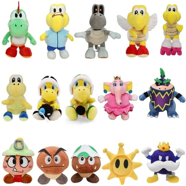 New Mario Plush Doll Rolla Koop Troopa Goombella Goomba Yoshi Elephant Princess Peach Toy Soft Funny Anime Peluche Stuffed Gift