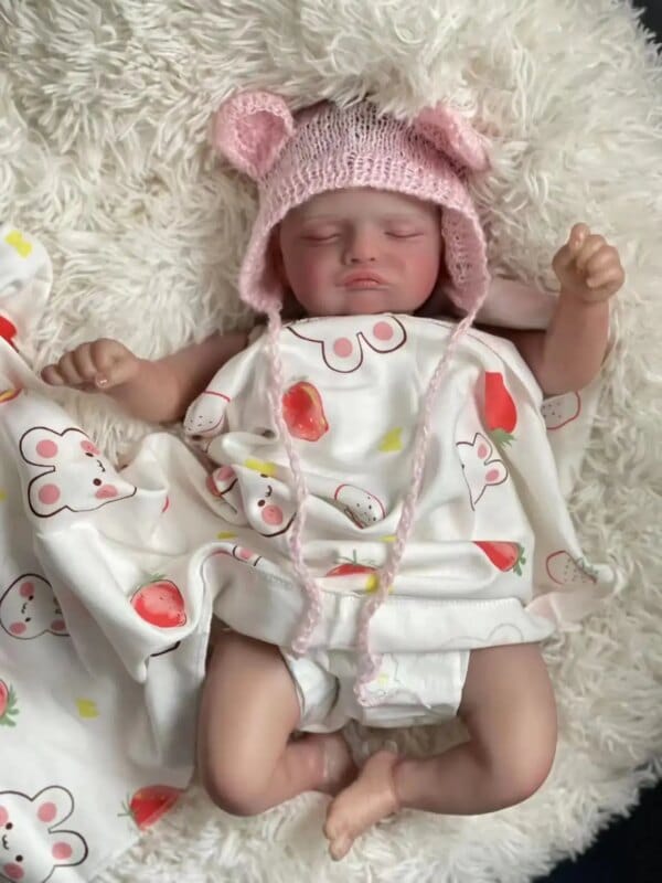45CM Rosalie Cotton Body/Full Vinyl Body Lifelike Sleeping Reborn Doll Multiple Layers Painting Visible Veins Hand Painted Hair