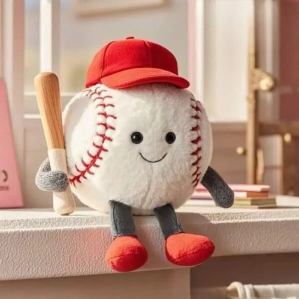Badminton Baseball Tennis Plush Toys with Feet Smiling Face Expression Ball-type Pendant Children's Dolls Birthday Gifts
