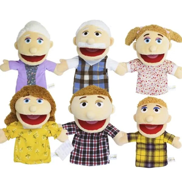New Style Children Open Mouth Family Member Hand Puppet Plush Stuffed Toy Christmas Gift