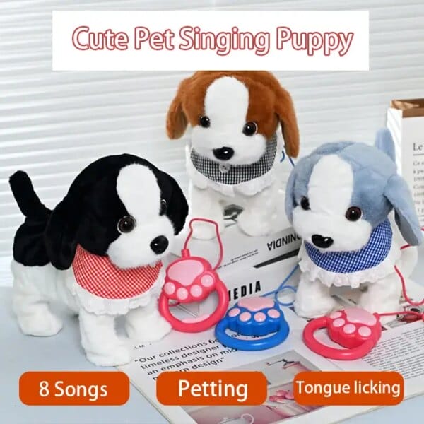 Pull String Electric Puppy Soft Plush Toys Creative Cute Will Lick Tongue Walking Singing Learning To Talk Barking Kids Pet Dogs