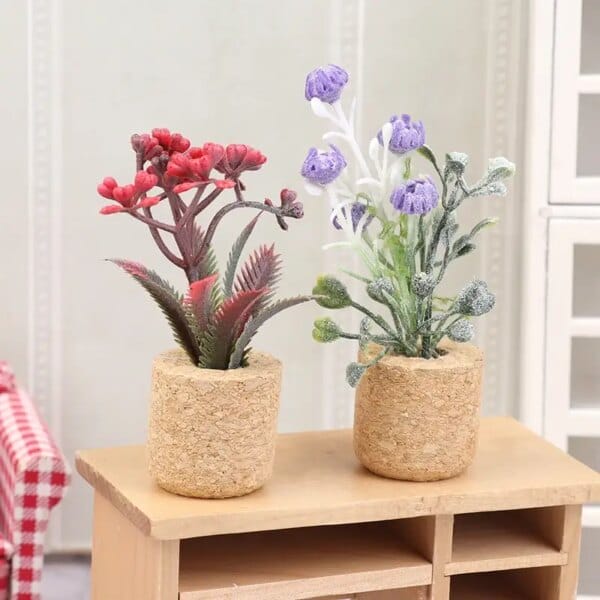 1/12 Dollhouse Simulation Flower Plants Potted Model Doll Home Miniatur Flower Decor Toy Micro Landscape Garden Plants Ornament