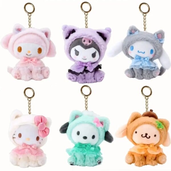 Cute My Melody Kuromi Cinnamoroll Plush Keychain Doll Gift Anime Cosplay Soft Toy