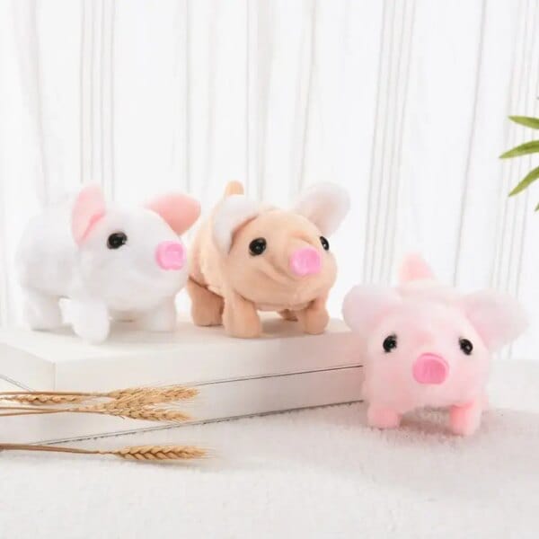 With Sound Electric Simulation Pig Can Walk White Electric Plush Pig Toy Moving Tail DIY Electronic Pig Children Gifts