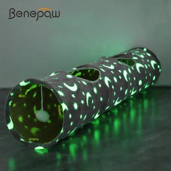 Benepaw Moon Star Pet Cat Toys Durable Plush Ball Self-Luminous Collapsible Cat Tunnel For Small Animals Rabbits Kittens Puppy