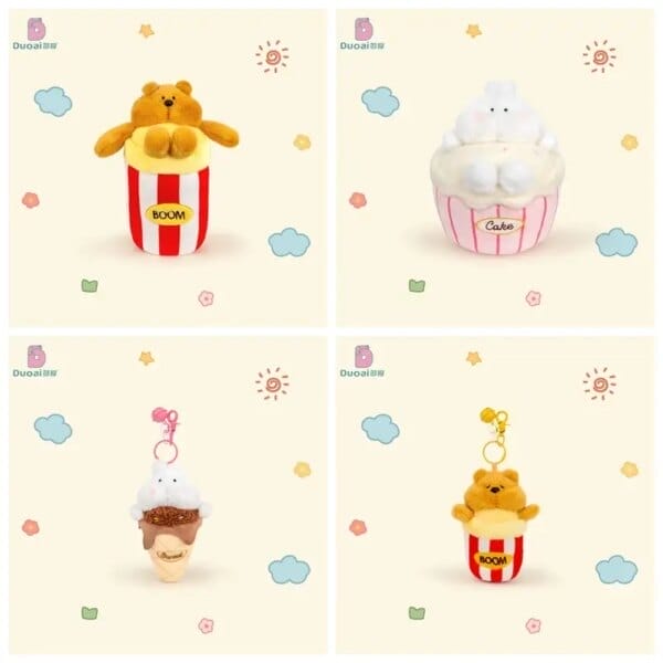 Kawaii Rabbit Bear Plush Toys Cartoon Dessert Animal Stuffed Doll Pendant Keychain Cute Room Decor Kids Xmas Birthday Gifts