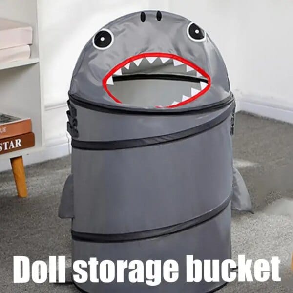 Plush Doll Storage Bucket Shark Design Kids Plushies Storage Boxes Large Toy Box Chest With Lid Toy Bins Basket For Nursery