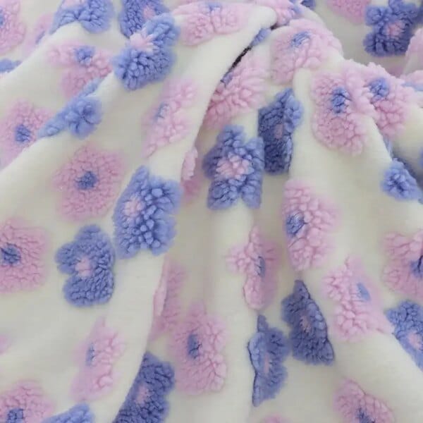 160x50cm Lamb Wool Jacquard Purple Small Flower Fabric For Blankets Pillows Winter Coats Hats Plush Toys Bedding DIY Fabrics