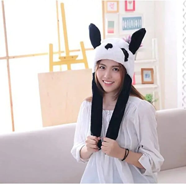 Plush Panda Ear Hats with Moving Ears, Plush Toy, Birthday, Christmas Gift, Party Beanie, Cosplay