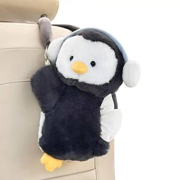 Car Tissue Boxes Penguin Plush Accessories Car Backseat Hanging Tissue Bag Box Plush Holder Cover Auto Toys Interior Decoration