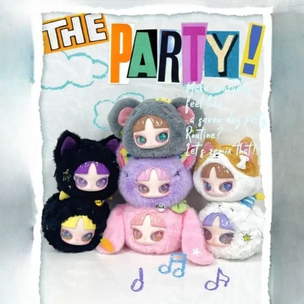 Genuine INN Let'S Party Series Vinyl Plush Blind Box Cute Mini Zipper Bag Plush Decoration Pendant Keychain Children Toy Gift