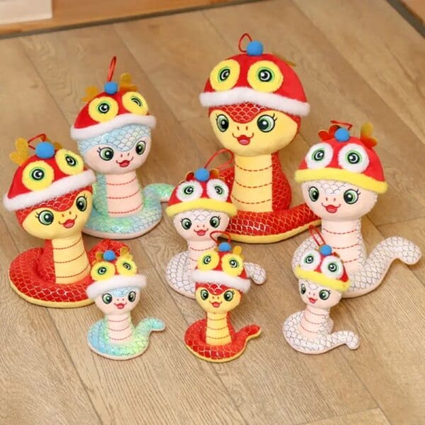 Snake Year Mascot Plush Toy 13/17/22cm Awakening Lion Snake Year Mascot Mascot of The Year of The Snake DIY Doll Pendant