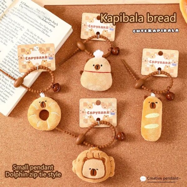 Cute Capybara Bread Plush Toy Keychain Capibara Donuts Soft Stuffed Doll Pendant Car Key Ring Backpack Bag Decor Kid Gift