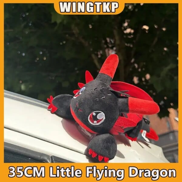 WINGTKP Cartoon Plush Decoration Car Accessories Motorcycle Helmet Accessories Black Flying Dragon Car Roof Toy Doll Ornamentsn