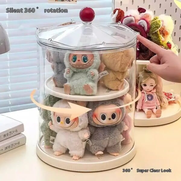 Labubu Rotating Display Box Transparent Acrylic Plush Doll Hand-Made Dust-Proof Pendant Storage Case for Toys & Hobbies