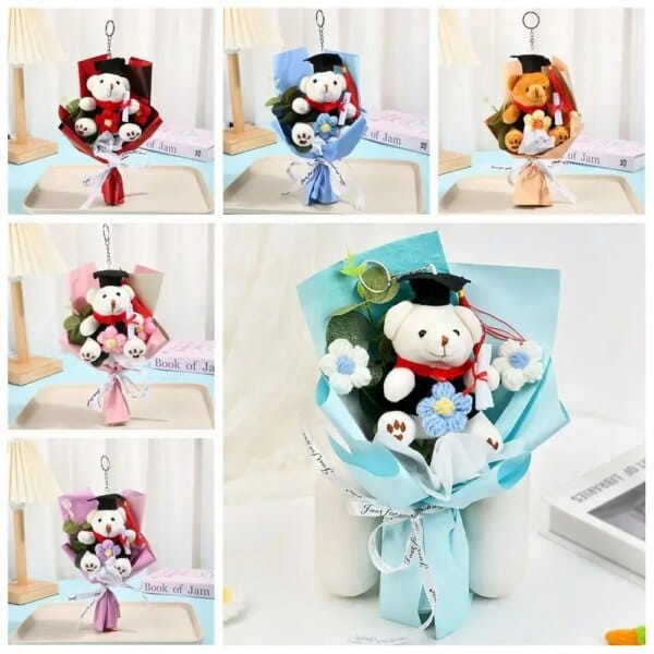 Creative Lovely Bear Graduation Bear Bouquet Lovely Elegant Bear Plush Bouquet Cartoon Doctoral Bear Toy Birthday Party
