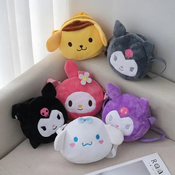 Kuromi Melody Cinnamoroll Pompompurin Plush Straddle Bag Sanri Cartoon Cartoon Backpack Student Toy Figure Straddle Bag