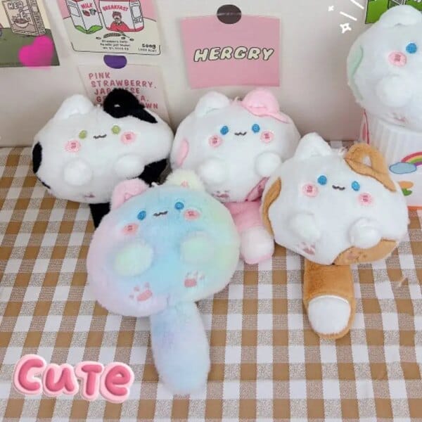 Pendant Long Tailed Cat Plush Keychain Squeak Cute Cat Soft Tail Plush Toy 12CM Kawaii Soft Stuffed Cat Keyring Children's Toys