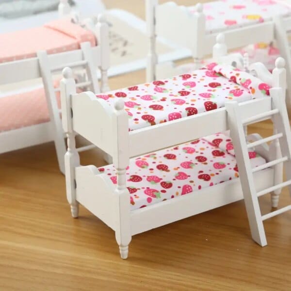 1:12 Dollhouse Miniature Bunk Bed Toy Stacking Bed Furniture Home Model Decor Toy Doll House Accessories