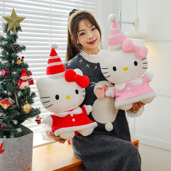 45/55cm Hello Kitty Christmas Plush Doll Toy Sanrio Stuffed Anime Kt Pillow Cute Girl Ornaments Kawaii Student Christmas Gift