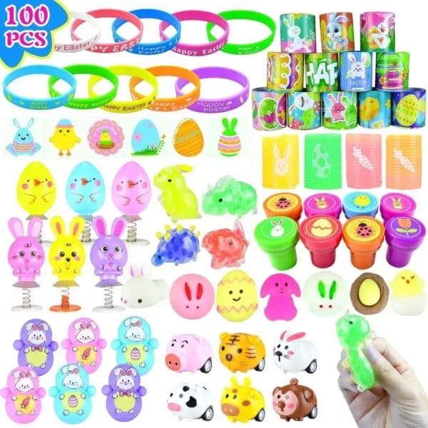 12/13/24/48/100pcs Hunt Egg Easter Eggs Colorful Chain Bracelet Fillable Opening Eggshell Car Filled Gift Plush Animal Toy Kids