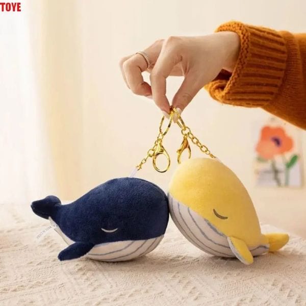 Cute PP Cotton Plush Whale Keychain Simulation Fluffy Animal Whale Small Pendant Ins Soft Whale Plush Toy Home Decor