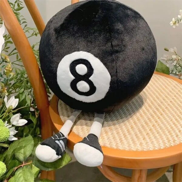 Fun Hot Selling 28cm Long Legs Billiard Ball Plush Doll Throw Pillow Black Eight Round Ball Plush Toy Home Decor For Boys Gift