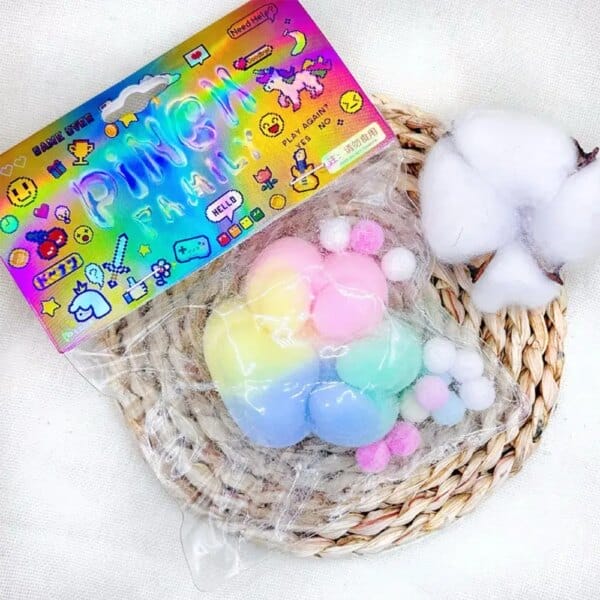 Kawaii Colorful Plush Cat Foot Fidget Toy Mochi Antistress Stress Relief Toy for Adult Children PU Slow Rebound Sensory Toys