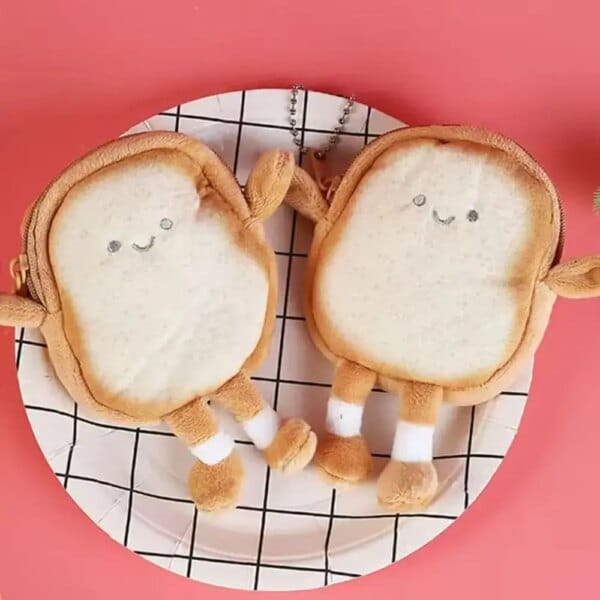 Cute Cartoon Toast Bread Plush Toys Children Coin Purse Earphone Bag Coin Key Bag Doll Bag Pendant Girl Boy Birthday Gifts