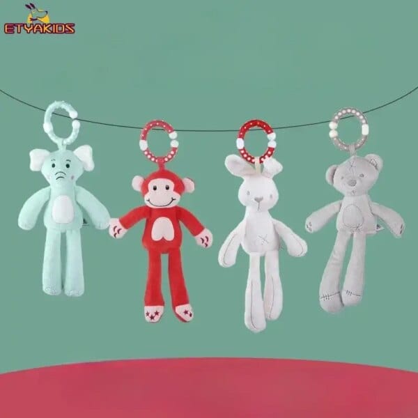 New Baby Rattles Mobiles Infant Toddler Toys Stroller Bed Hanging Rabbit Elephant Crib Hanging Bell Plush Toys for 0-12 Months