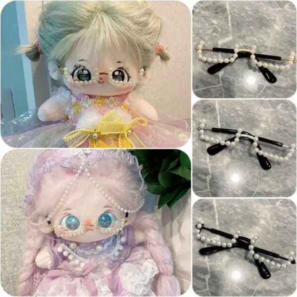 Miniature Rectangle Doll Glasses Toys Multi Color Eyeglass Frame 8cm Labubu Glasses Plush Doll