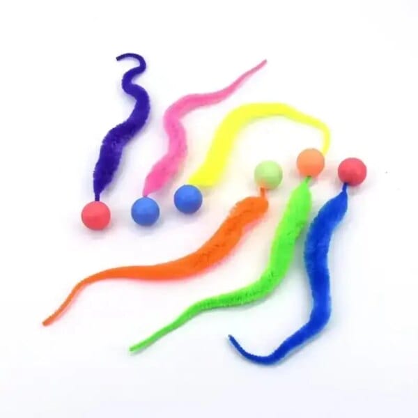 1PC Pet Toy Caterpillar Elastic Ball Cat Toy Rainbow Worm Bouncing Ball Indoor Cat Caterpillar Elastic Interactive Toy