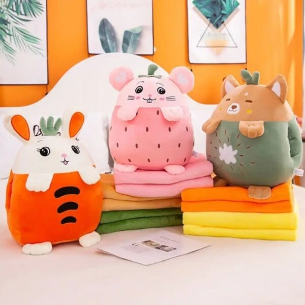 3 in 1 Plush Toys Pillow Kawaii Hand Held Cartoon Pillow Blanket Hand Warmer with Blanket Cute Nap Pillow Home Decoration