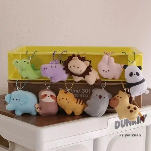 Lovable Kawaii Panda Car Accessory Lion Plush Toy Tiger Korean Style Key Chain Schoolbag Pendant Bag Pendant Girls Key Chain